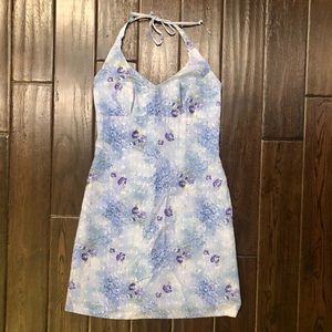Byer Too! | Eyelet Blue Floral Halter Sun Dress